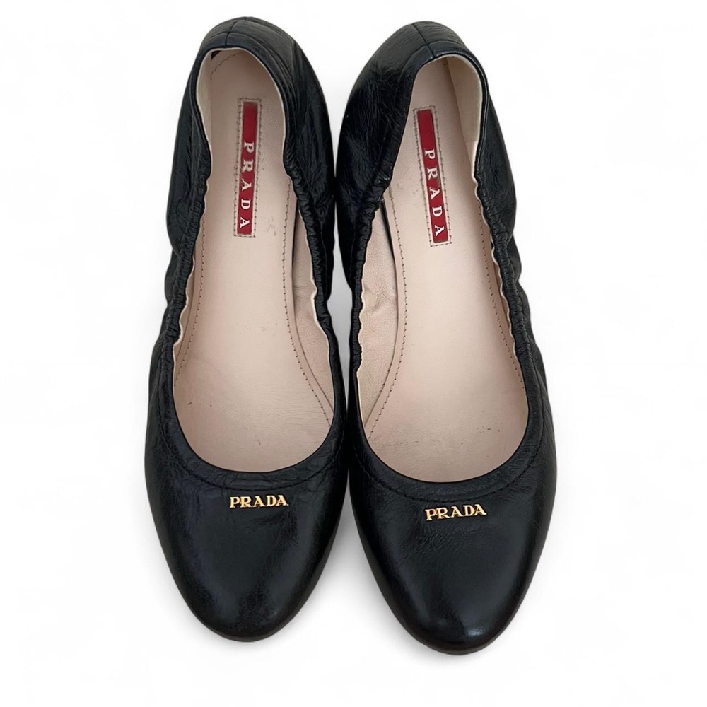 Prada Black Leather Ballet Flats Timeless Design